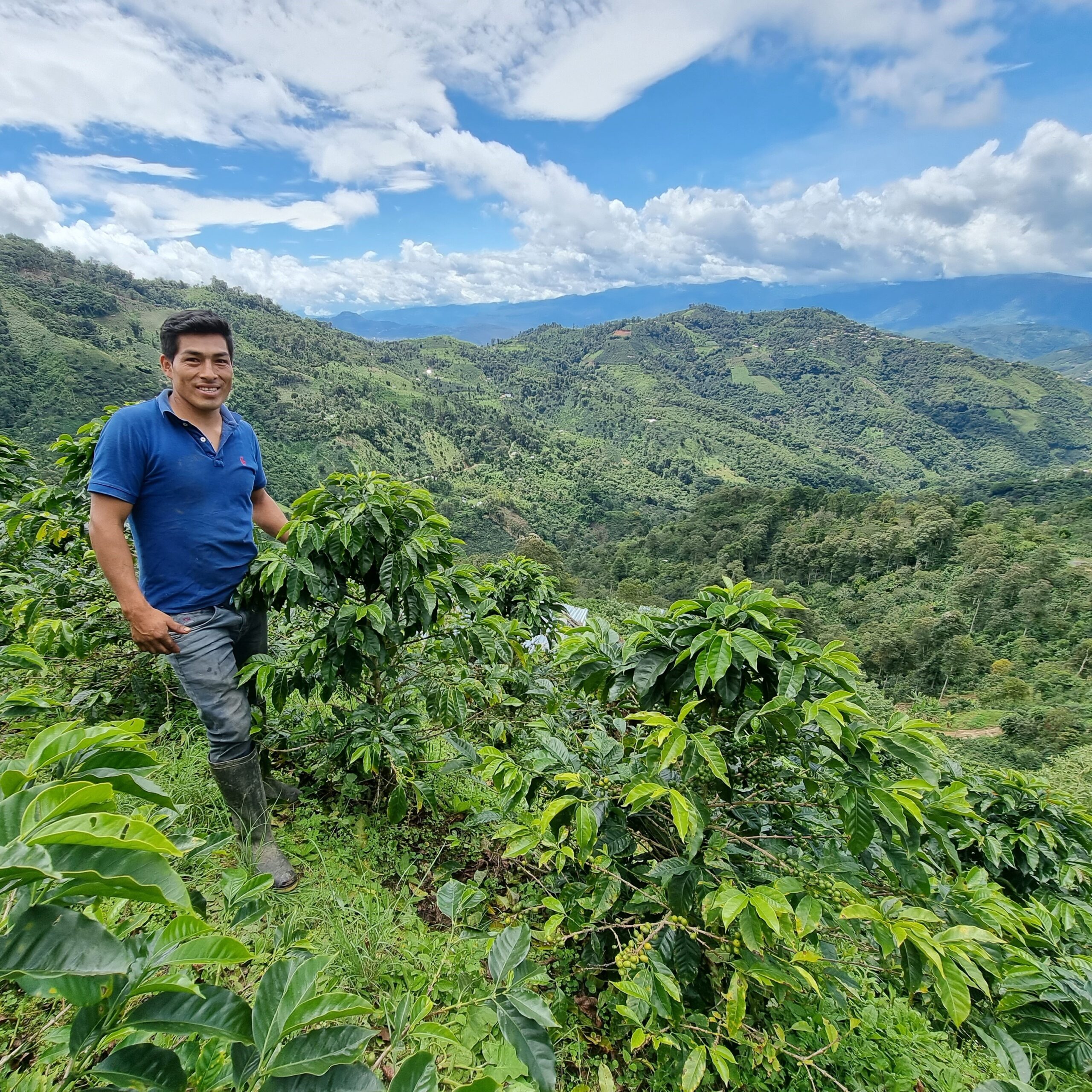 Fidel Huancas na jeho farmě v Peru
